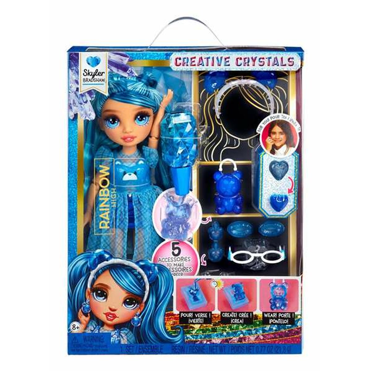 Rainbow High Creative Crystals Skyler, sininen, nukke ja diy asusteet-11