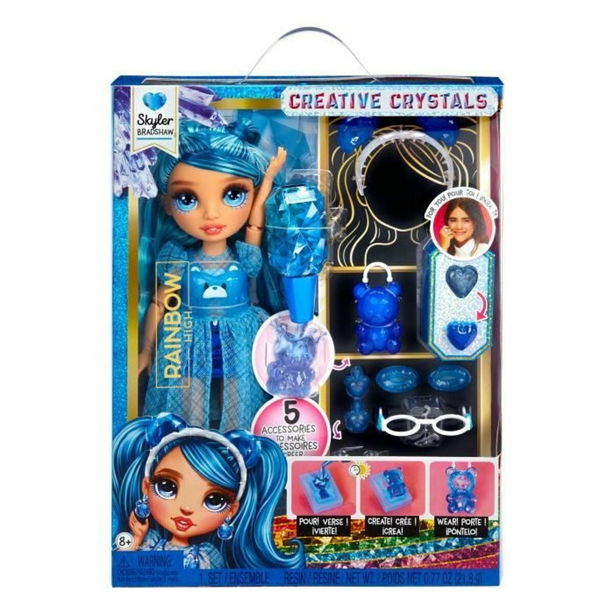 Rainbow High Creative Crystals Skyler, sininen, nukke ja diy asusteet-4