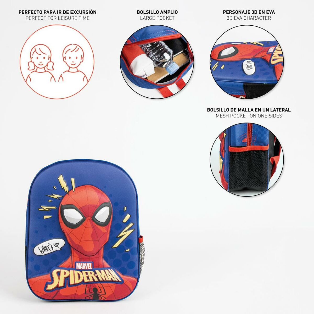 Reppu Spider-Man, sininen 8 X 32 X 26 CM-4