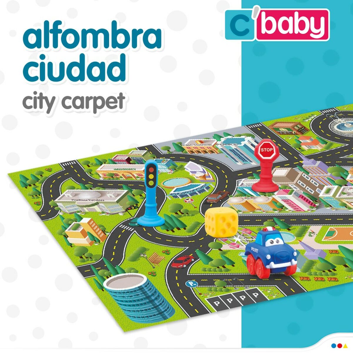 Leikkimatto Colorbaby City, muovi 144x99cm ja autoja-5