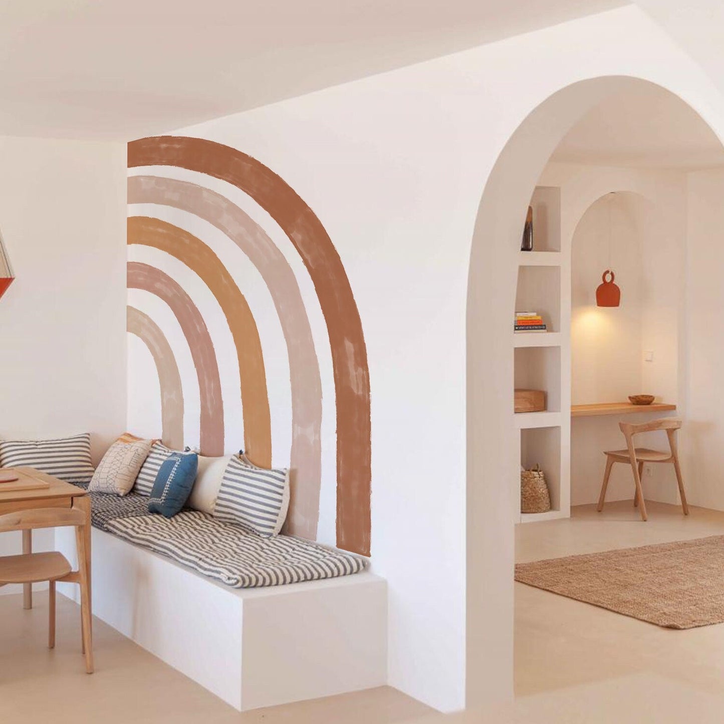 Lastenhuoneen seinätarra, boho tyylinen sateenkaari-2