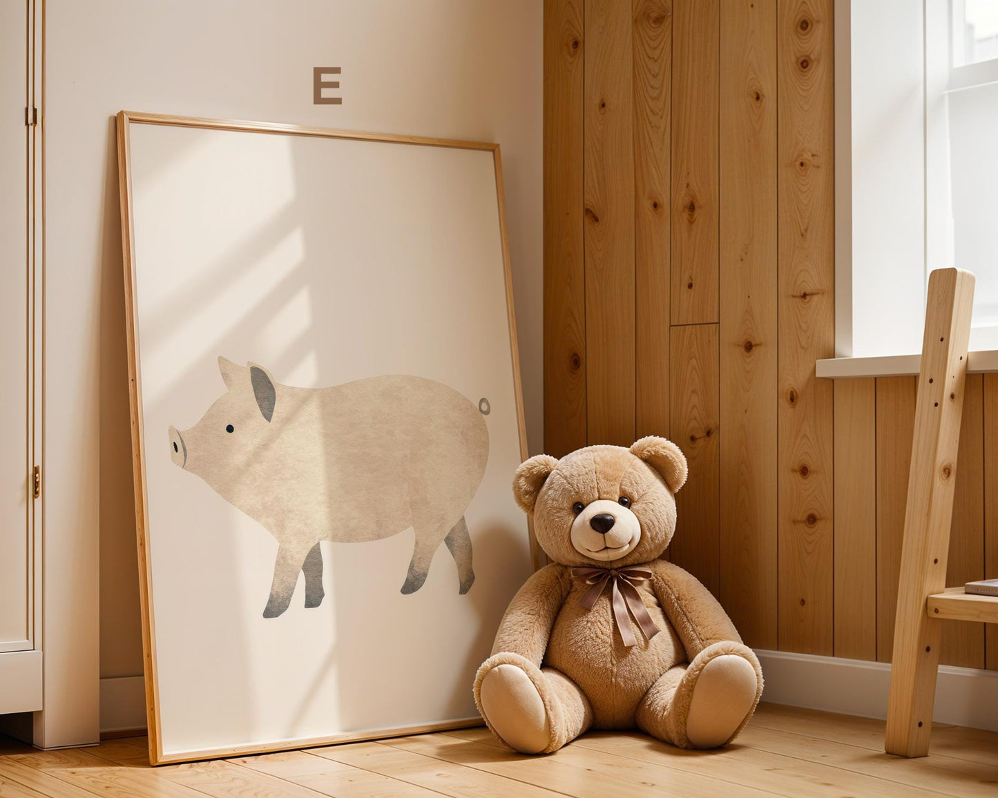 Boho Babyzimmer Poster · Giraffe, Löwe, Bär, Biene, Schwein, Schaf · Niedliche Tier Wandkunst · Skandi Stil ·Pastell· Deko Print ohne Rahmen-6