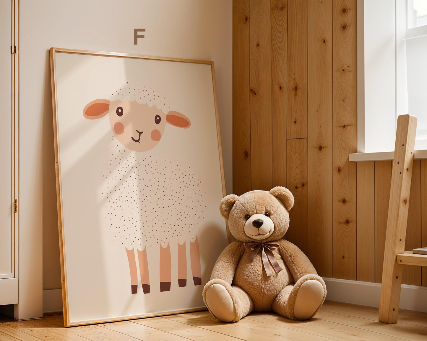 Boho Babyzimmer Poster · Giraffe, Löwe, Bär, Biene, Schwein, Schaf · Niedliche Tier Wandkunst · Skandi Stil ·Pastell· Deko Print ohne Rahmen-7