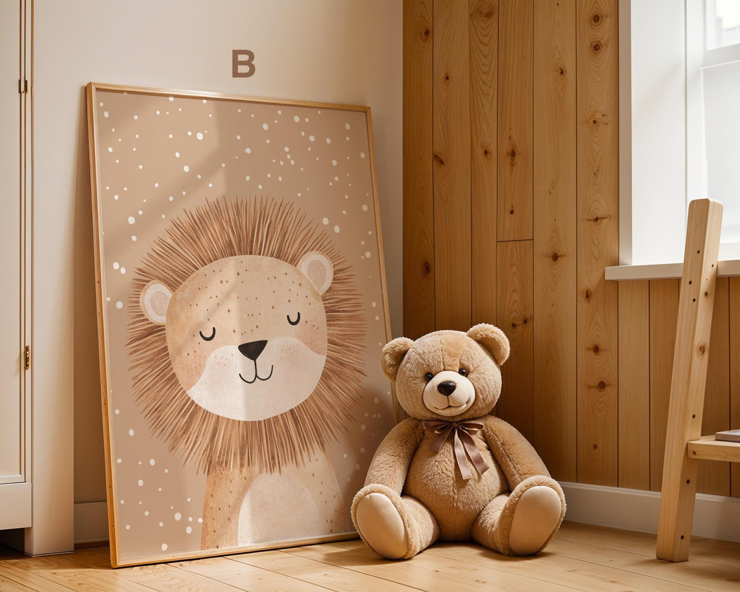 Boho Babyzimmer Poster · Giraffe, Löwe, Bär, Biene, Schwein, Schaf · Niedliche Tier Wandkunst · Skandi Stil ·Pastell· Deko Print ohne Rahmen-3