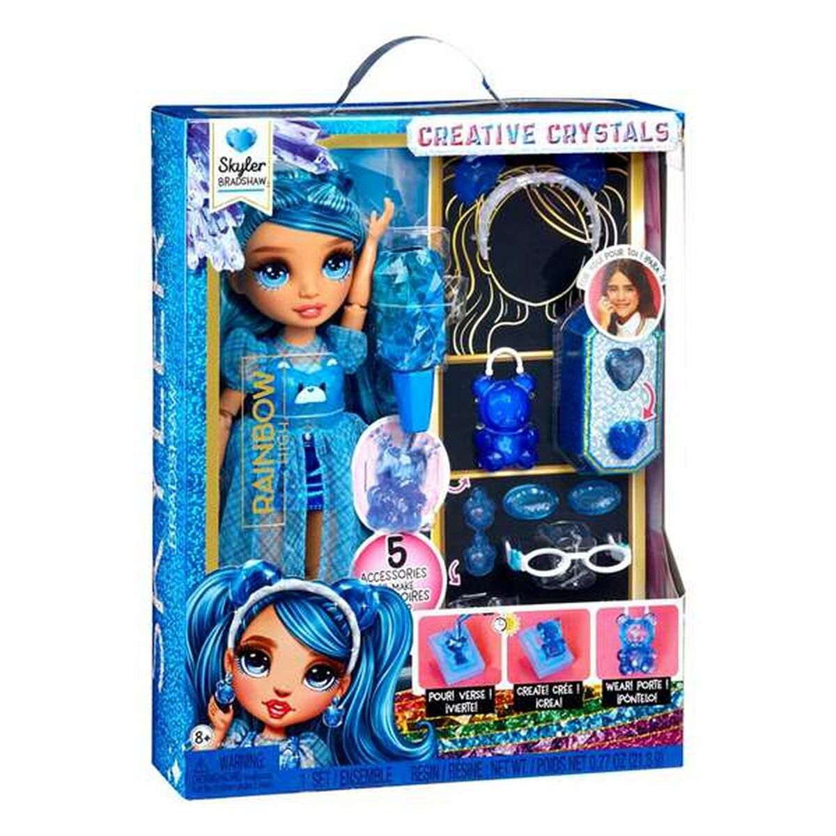 Rainbow High Creative Crystals Skyler, sininen, nukke ja diy asusteet-10