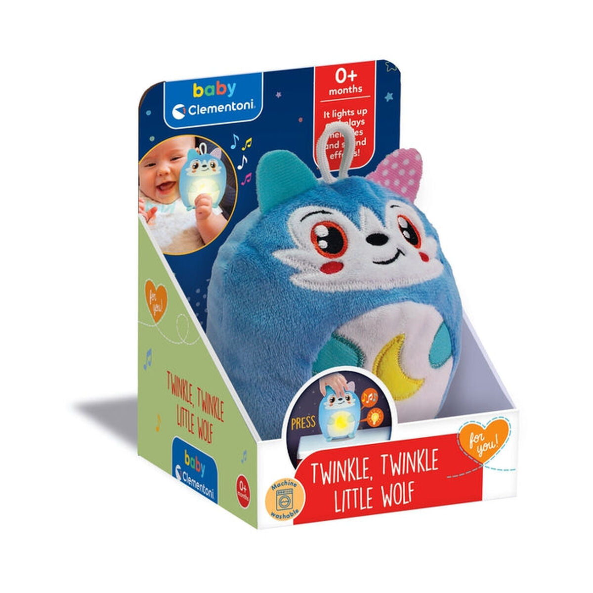 Pehmosusi Baby Clementoni, rauhoittavat äänet ja valo-1
