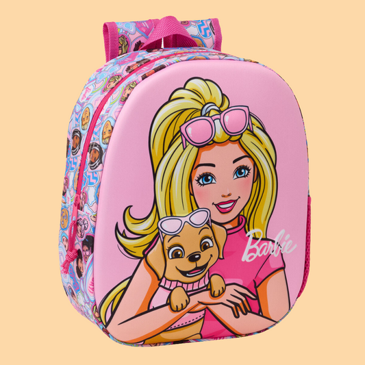 Lasten reppu Barbie Pinkki 27 x 33 x 10 cm 3D-kuva