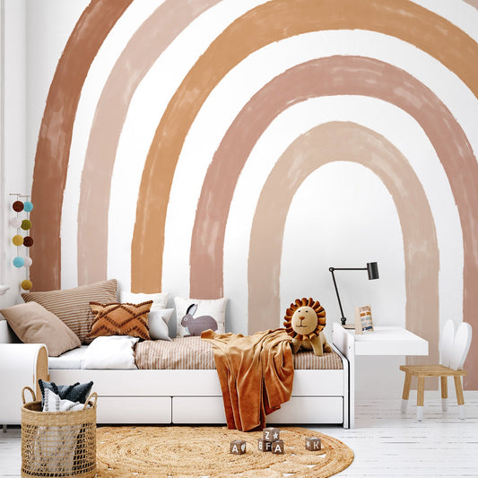 Lastenhuoneen seinätarra, boho tyylinen sateenkaari-0