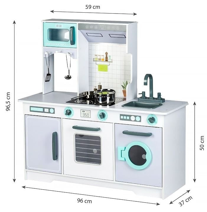 Large Wooden Play Kitchen with Accessories