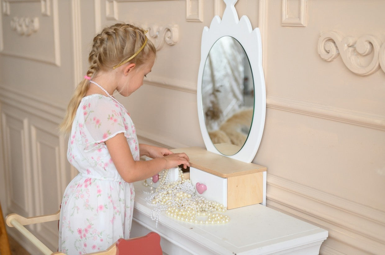 Princess Beauty Table with Mirror - Crown