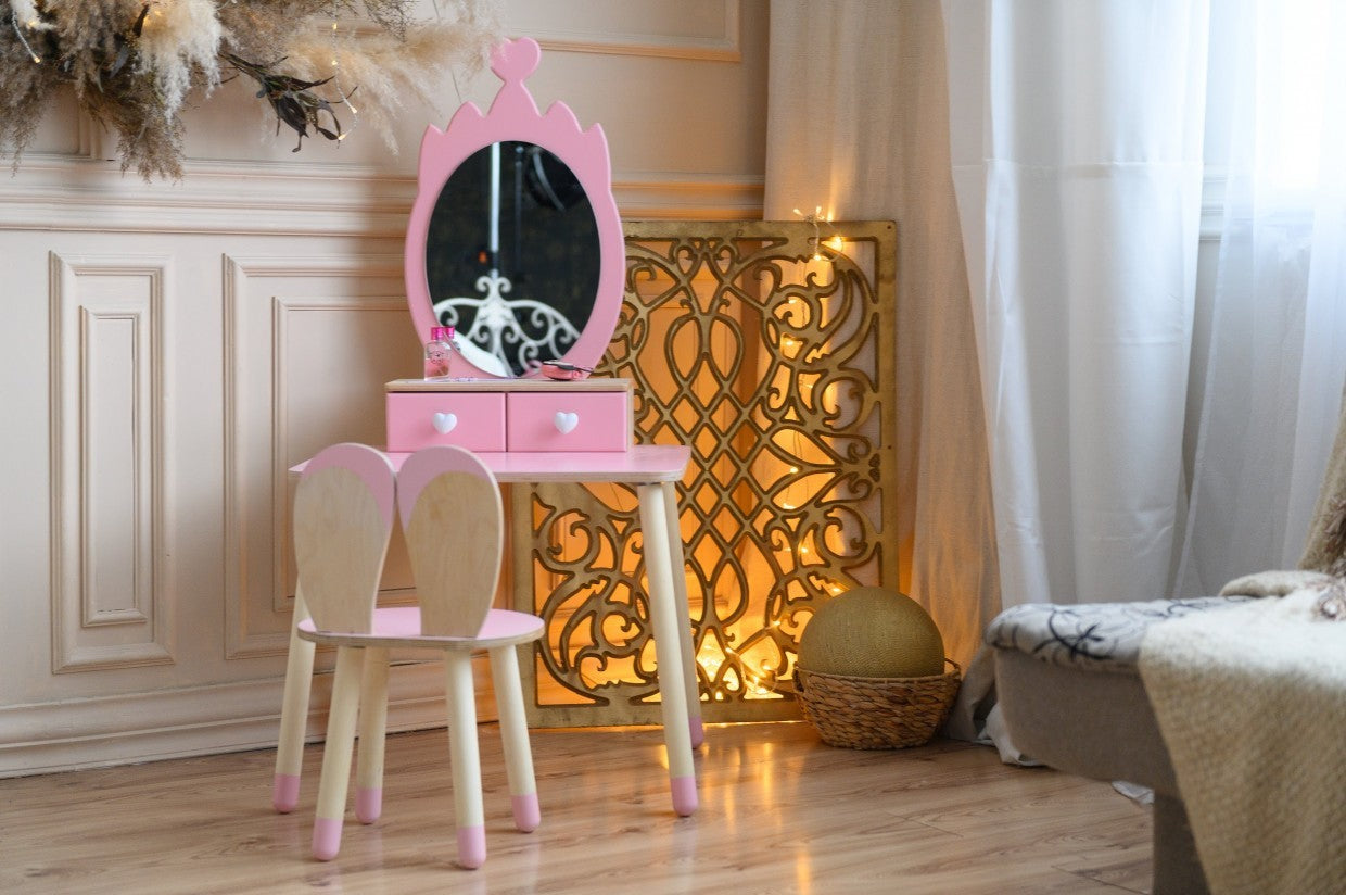 Princess Beauty Table with Mirror - Crown